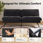 MUUEGM Sofá Cama Futón Convertible 72, Sofá de Tela de Rizo con Respaldo Ajustable y Fundas Lavables para Espacios Pequeños, Sala de Estar