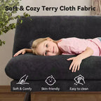 MUUEGM Sofá Cama Futón Convertible 72, Sofá de Tela de Rizo con Respaldo Ajustable y Fundas Lavables para Espacios Pequeños, Sala de Estar