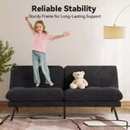 MUUEGM Sofá Cama Futón Convertible 72, Sofá de Tela de Rizo con Respaldo Ajustable y Fundas Lavables para Espacios Pequeños, Sala de Estar