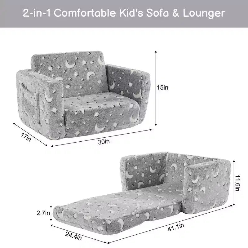 Sofá cama individual plegable Karl Home de una pieza con esponja completa para niños con función luminosa