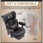 Sillón de oficina grande y alto con reposapiés - Silla de escritorio ejecutiva de respaldo alto Efomao con asiento ancho, reposabrazos ajustables, silla de ordenador ergonómica, color negro