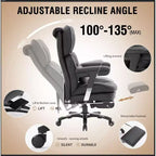 Sillón de oficina grande y alto con reposapiés - Silla de escritorio ejecutiva de respaldo alto Efomao con asiento ancho, reposabrazos ajustables, silla de ordenador ergonómica, color negro