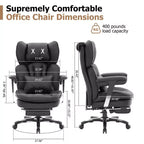 Sillón de oficina grande y alto con reposapiés - Silla de escritorio ejecutiva de respaldo alto Efomao con asiento ancho, reposabrazos ajustables, silla de ordenador ergonómica, color negro