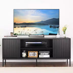 Black TV Stand for 32-65 Inch TV, Modern Entertainment Center with Storage Cabinets, TV Console Table for Living Room