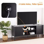Mueble de TV negro para televisores de 32 a 65 pulgadas, centro de entretenimiento moderno con gabinetes de almacenamiento, mesa consola de TV para sala de estar