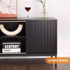Mueble de TV negro para televisores de 32 a 65 pulgadas, centro de entretenimiento moderno con gabinetes de almacenamiento, mesa consola de TV para sala de estar