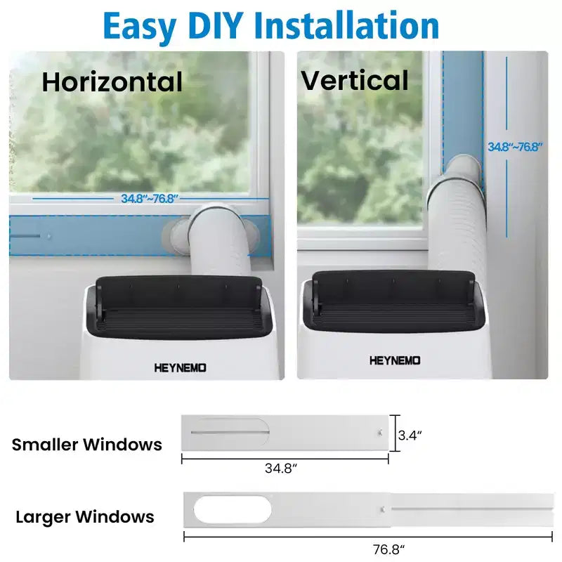Heynemo 14,000 BTU 3-in-1 Portable Air Conditioner with Heat, Dehumidifier & Fan, Smart WiFi Control, Quiet AC for Bedroom, Office, White
