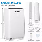 Heynemo 14,000 BTU 3-in-1 Portable Air Conditioner with Heat, Dehumidifier & Fan, Smart WiFi Control, Quiet AC for Bedroom, Office, White