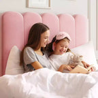 2 sets de base de cama individual con cajón debajo de la cama, plataforma de cama tapizada en terciopelo con cabecero ondulado, no necesita somier