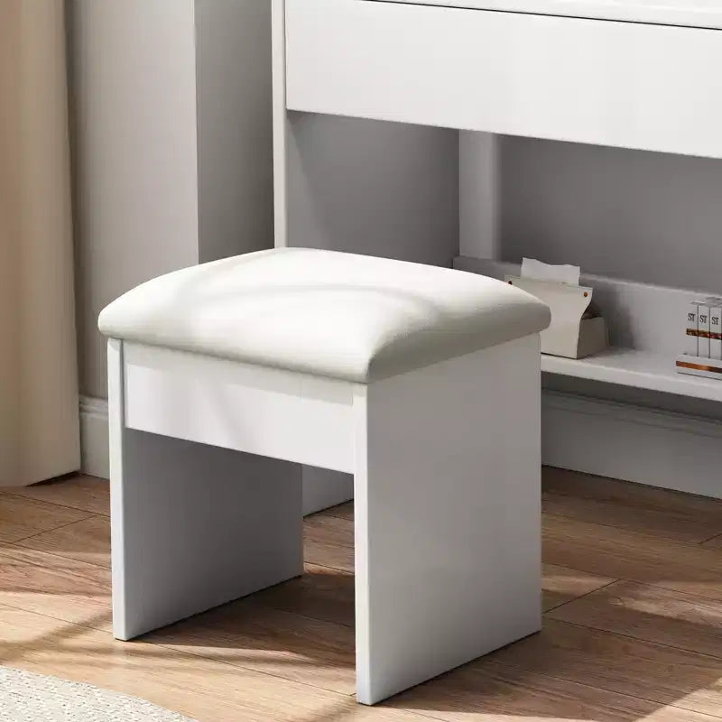Tocador de maquillaje Tocador con espejo iluminado de 3 modos, cajones y estantes abiertos, blanco - ModernLuxe