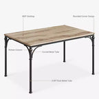 Juego de mesa de comedor para 4 personas con 4 sillas de metal y mesa de comedor rectangular moderna de madera para interiores, 5 piezas