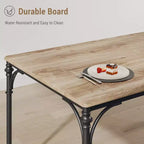 Juego de mesa de comedor para 4 personas con 4 sillas de metal y mesa de comedor rectangular moderna de madera para interiores, 5 piezas