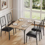 Juego de mesa de comedor para 4 personas con 4 sillas de metal y mesa de comedor rectangular moderna de madera para interiores, 5 piezas