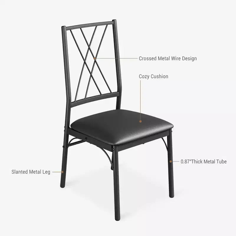 Juego de mesa de comedor para 4 personas con 4 sillas de metal y mesa de comedor rectangular moderna de madera para interiores, 5 piezas