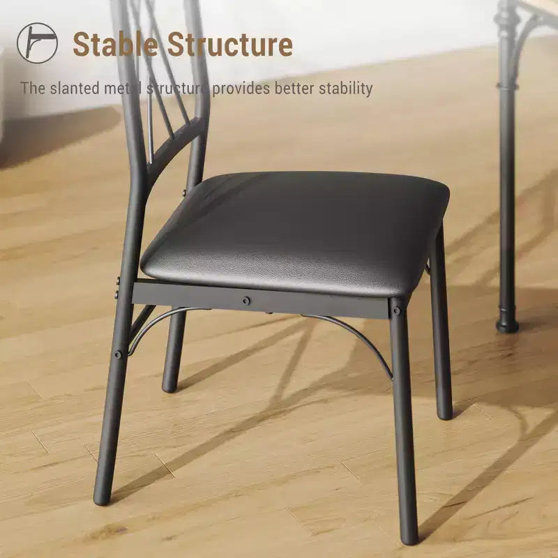 Juego de mesa de comedor para 4 personas con 4 sillas de metal y mesa de comedor rectangular moderna de madera para interiores, 5 piezas