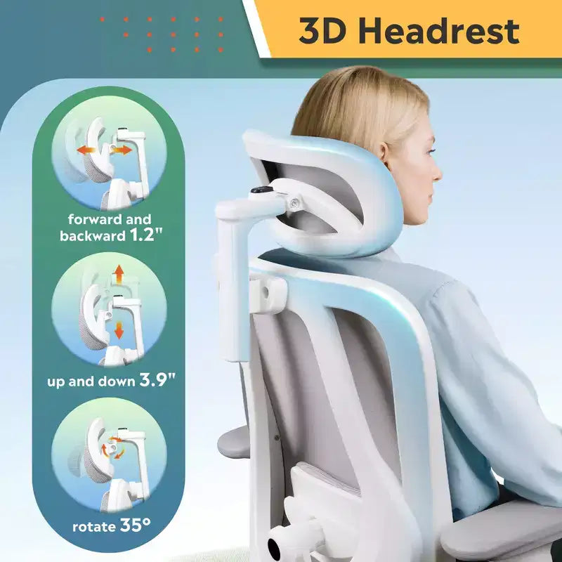 Silla de oficina ergonómica de malla GALAXHERO con función de inclinación de reposacabezas 3D ajustable, silla reclinable grande y alta con soporte lumbar y reposabrazos 3D