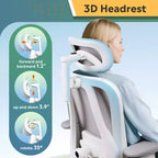Silla de oficina ergonómica de malla GALAXHERO con función de inclinación de reposacabezas 3D ajustable, silla reclinable grande y alta con soporte lumbar y reposabrazos 3D