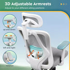 Silla de oficina ergonómica de malla GALAXHERO con función de inclinación de reposacabezas 3D ajustable, silla reclinable grande y alta con soporte lumbar y reposabrazos 3D