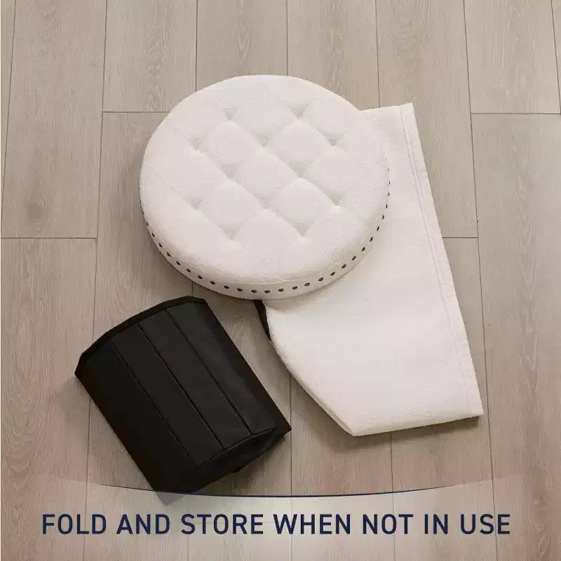 Ornavo Home Decor Otomana de almacenamiento plegable redonda grande de 20 pulgadas con ribete de cabeza de clavo para sala de estar y dormitorio