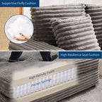Sofá diván de pana de 54 pulgadas de gran tamaño, sofá cama tapizado, con estación de carga, portavasos y almohadas, sofá de pana para sala de estar, dormitorio