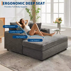Sofá diván de pana de 54 pulgadas de gran tamaño, sofá cama tapizado, con estación de carga, portavasos y almohadas, sofá de pana para sala de estar, dormitorio