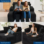 Sofá diván de pana de 54 pulgadas de gran tamaño, sofá cama tapizado, con estación de carga, portavasos y almohadas, sofá de pana para sala de estar, dormitorio