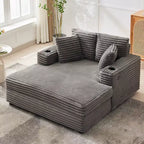 Sofá diván de pana de 54 pulgadas de gran tamaño, sofá cama tapizado, con estación de carga, portavasos y almohadas, sofá de pana para sala de estar, dormitorio
