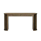 Mesa consola de 59 pulgadas Luxystar con diseño de líneas curvas y rectas para entrada y sala de estar, natural