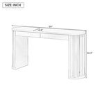 Mesa consola de 59 pulgadas Luxystar con diseño de líneas curvas y rectas para entrada y sala de estar, natural