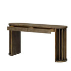 Mesa consola de 59 pulgadas Luxystar con diseño de líneas curvas y rectas para entrada y sala de estar, natural