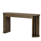 Mesa consola de 59 pulgadas Luxystar con diseño de líneas curvas y rectas para entrada y sala de estar, natural