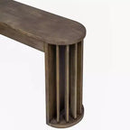 Mesa consola de 59 pulgadas Luxystar con diseño de líneas curvas y rectas para entrada y sala de estar, natural
