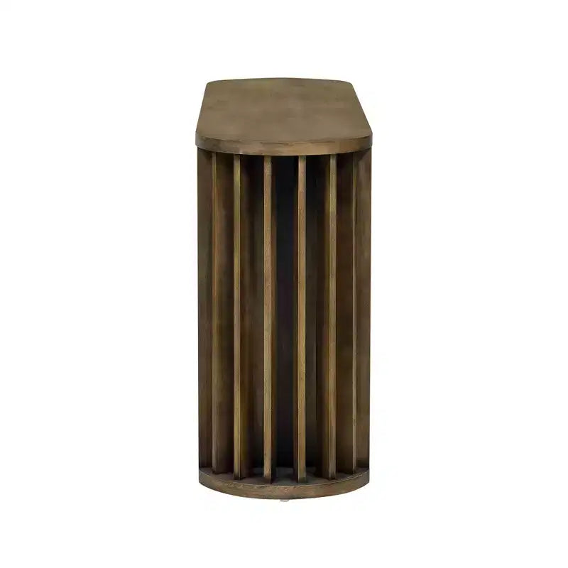 Mesa consola de 59 pulgadas Luxystar con diseño de líneas curvas y rectas para entrada y sala de estar, natural