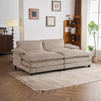 Karl Home | Sofá modular seccional de pana blanquecina de 90 pulgadas de ancho