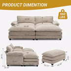 Karl Home | Sofá modular seccional de pana blanquecina de 90 pulgadas de ancho