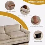 Karl Home | Sofá modular seccional de pana blanquecina de 90 pulgadas de ancho