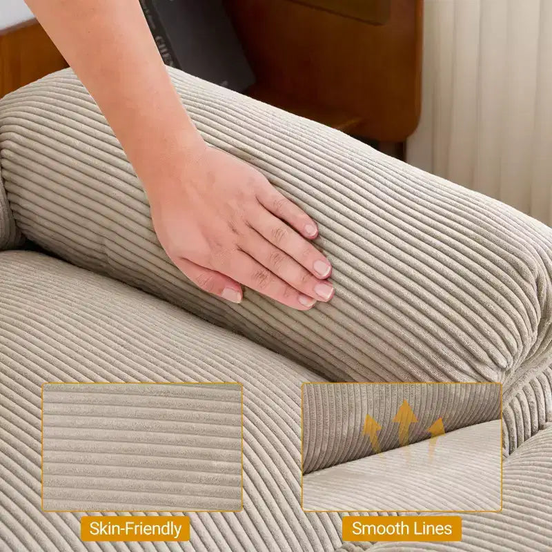 Karl Home | Sofá modular seccional de pana blanquecina de 90 pulgadas de ancho