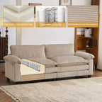 Karl Home | Sofá modular seccional de pana blanquecina de 90 pulgadas de ancho