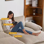 Karl Home | Sofá modular seccional de pana blanquecina de 90 pulgadas de ancho
