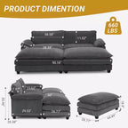 Karl Home | Sofá modular seccional de pana blanquecina de 90 pulgadas de ancho