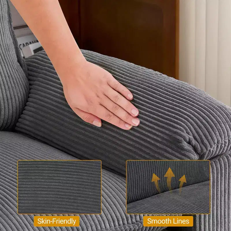 Karl Home | Sofá modular seccional de pana blanquecina de 90 pulgadas de ancho