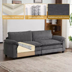 Karl Home | Sofá modular seccional de pana blanquecina de 90 pulgadas de ancho