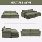 Karl Home | Sofá modular seccional de pana blanquecina de 90 pulgadas de ancho