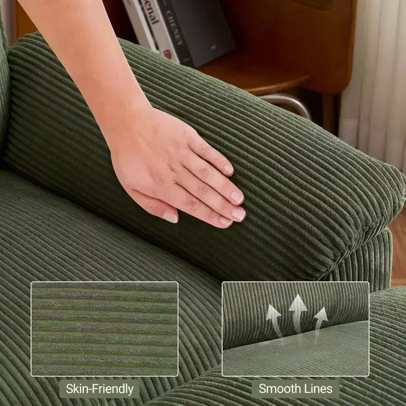 Karl Home | Sofá modular seccional de pana blanquecina de 90 pulgadas de ancho