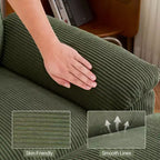Karl Home | Sofá modular seccional de pana blanquecina de 90 pulgadas de ancho