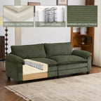Karl Home | Sofá modular seccional de pana blanquecina de 90 pulgadas de ancho