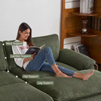 Karl Home | Sofá modular seccional de pana blanquecina de 90 pulgadas de ancho