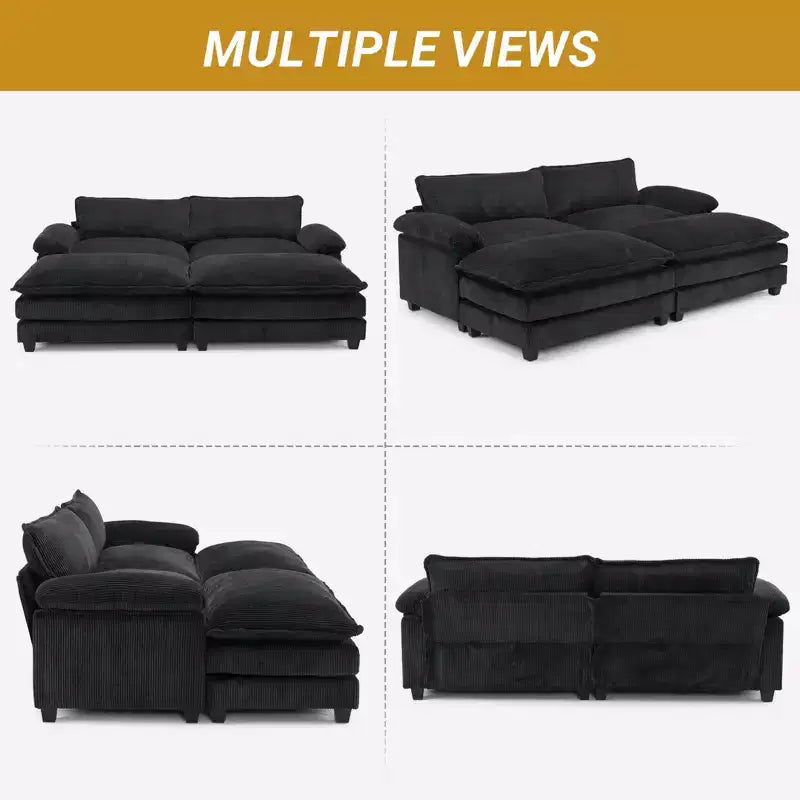 Karl Home | Sofá modular seccional de pana blanquecina de 90 pulgadas de ancho