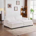 Karl Home | Sofá modular seccional de pana blanquecina de 90 pulgadas de ancho