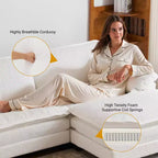 Karl Home | Sofá modular seccional de pana blanquecina de 90 pulgadas de ancho